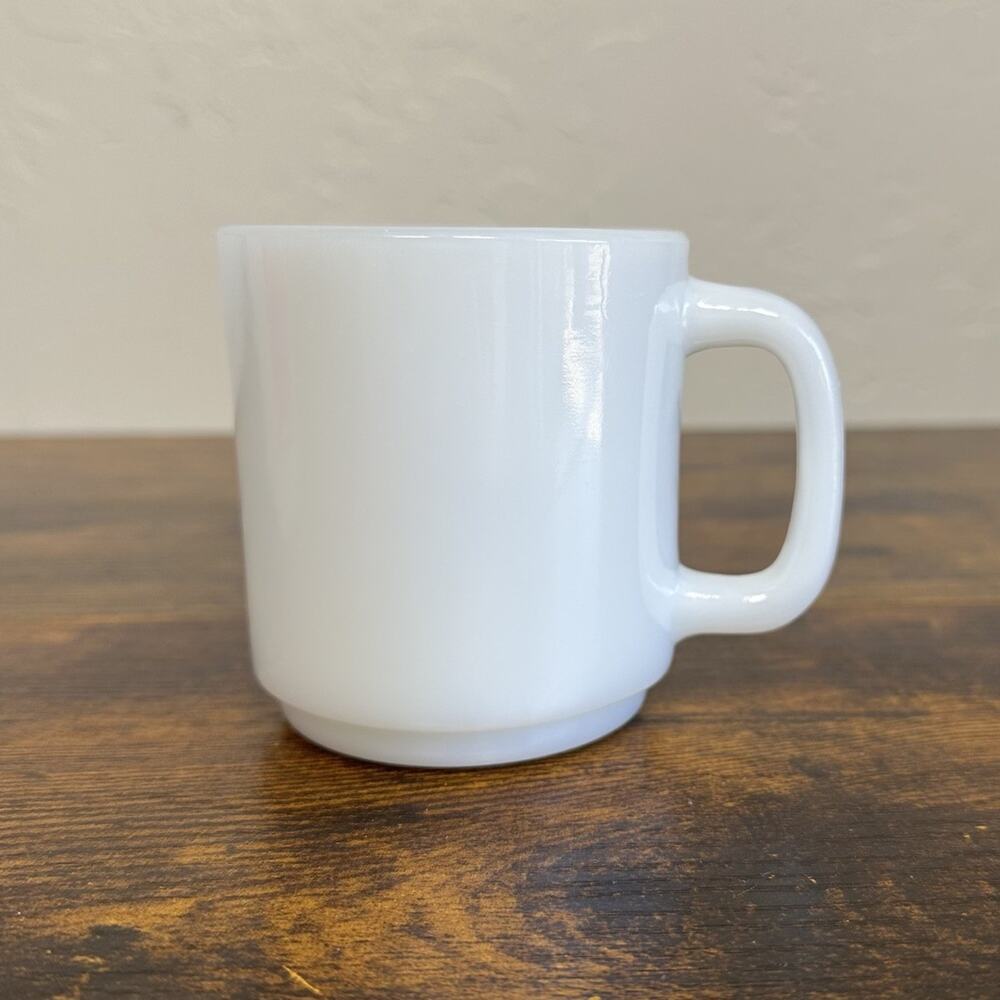 Vintage Glasbake Solid White Milk Glass Coffee Tea Mug Cup